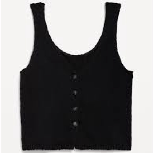 Old Navy Black Button-Up Sweater Vest Tank Top Size Medium NWT - Picture 1 of 3